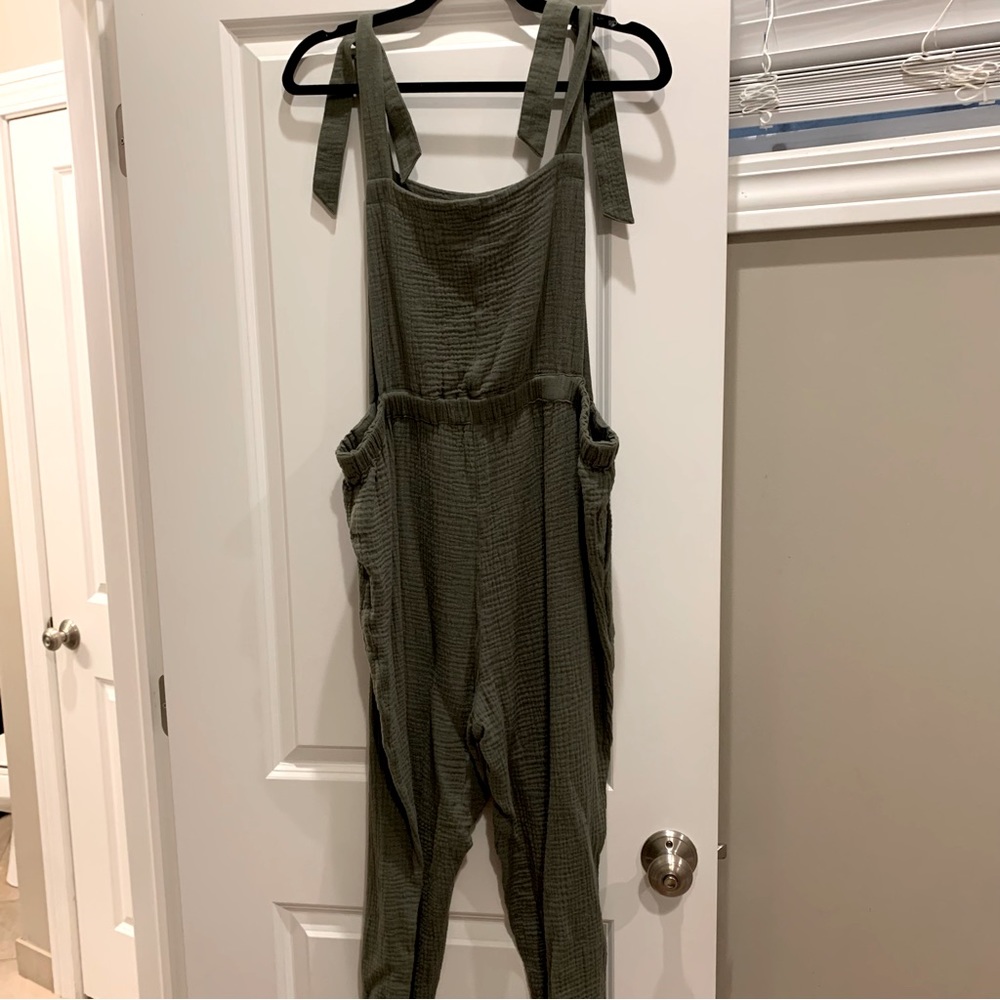 Gauze Overalls with Tie Straps